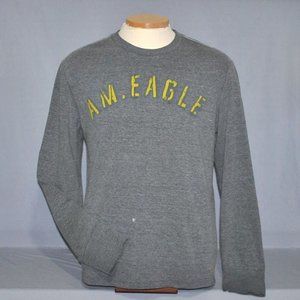 American Eagle Mens Shirt Size Medium Gray Long Sleeve Graphic Print Logo Tee